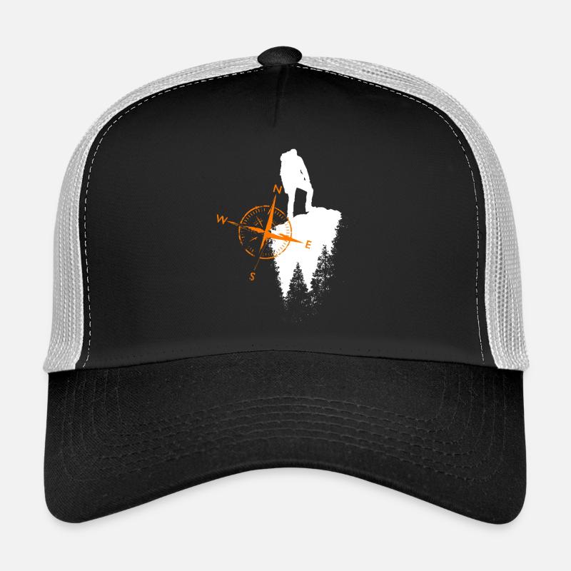 Motif de vagabond avec compa - Casquette trucker - noir/gris pierre