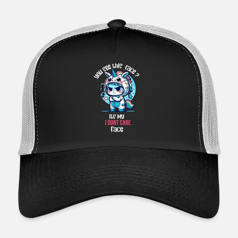 Grumpy Unicorn – I Don't Care Face - Trucker Cap - black/stone grey