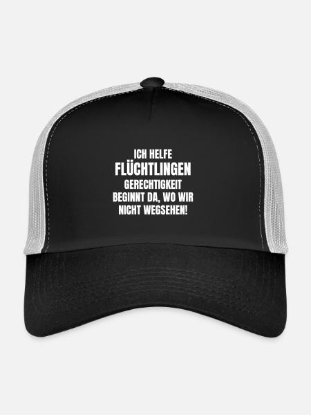 Flüchtlingshelfer für Gerechtigkeit. - Trucker Cap - Schwarz/Steingrau