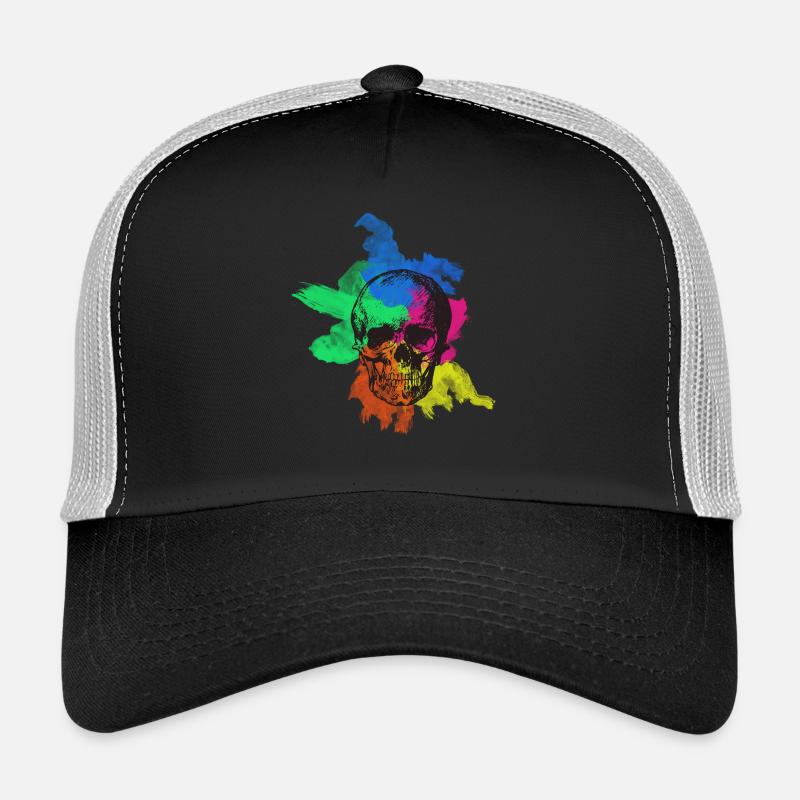 Bunter Totenkopf - Trucker Cap - Schwarz/Steingrau