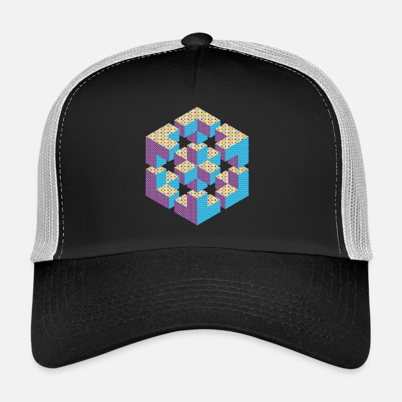 impossible figure Escher cube geometry fantasy - Trucker Cap - black/stone grey