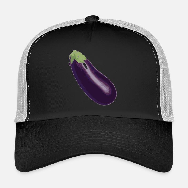 aubergine,Gemüse, - Trucker Cap - Schwarz/Steingrau