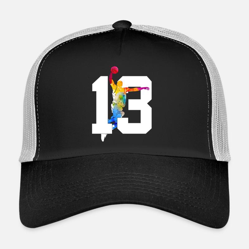 NUMMER 13 BASKETBALL 13. GEBURTSTAG - Trucker Cap - Schwarz/Steingrau