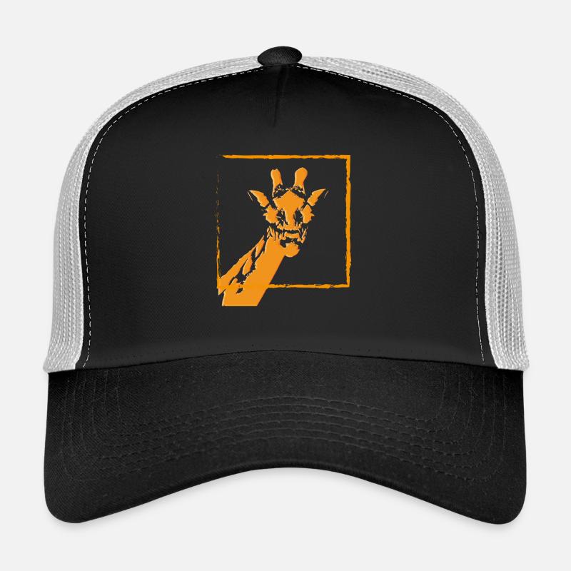 girafe dessin au trait orange Casquette trucker 