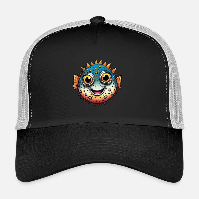 Funny Laughing Puffer Fish Trucker Cap