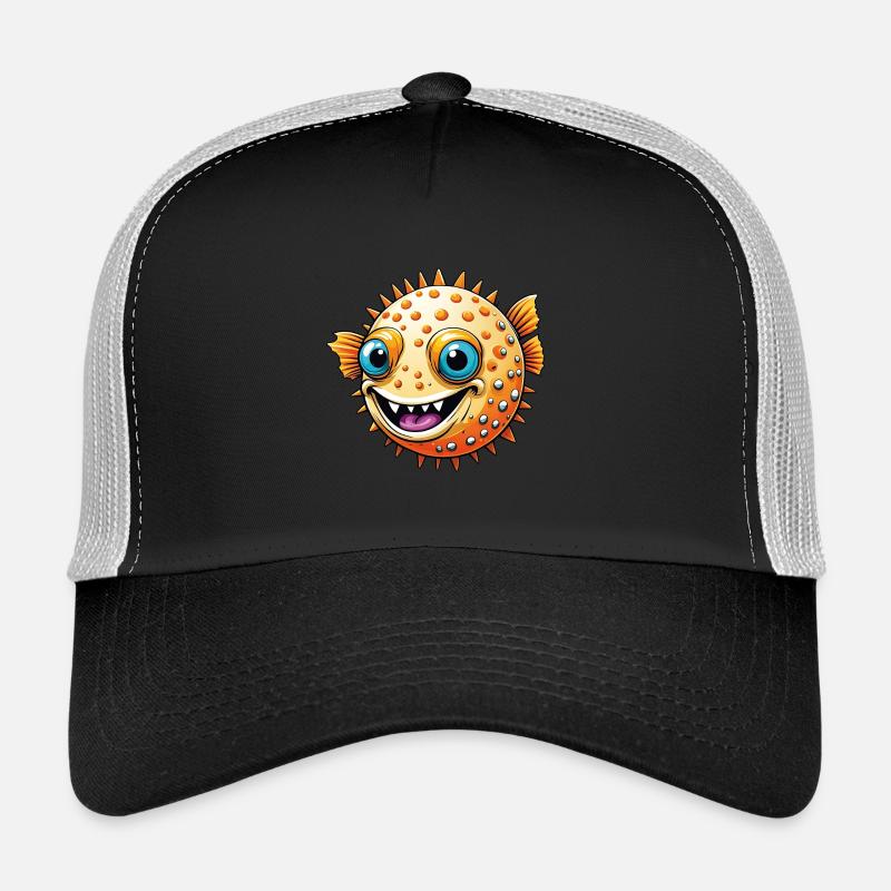Cheerful laughing colorful puffer fish Trucker Cap