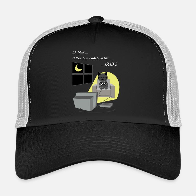 chats geeks - Casquette trucker  - noir/gris pierre