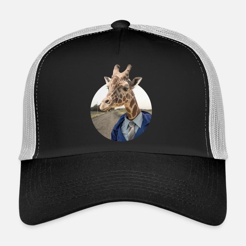 Giraffe im Anzug - Trucker Cap - Schwarz/Steingrau