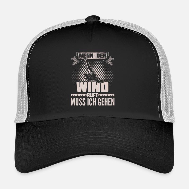 Windsurfen - Wind ruft - Ich muss gehen - Trucker Cap - Schwarz/Steingrau