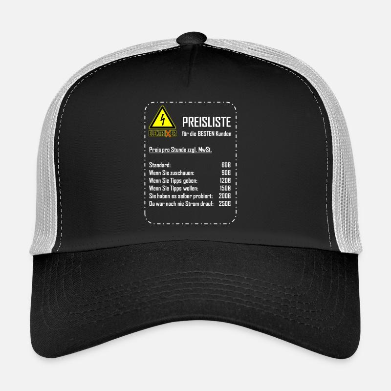 ElektriXer Preisliste (weiß) - Trucker Cap - Schwarz/Steingrau
