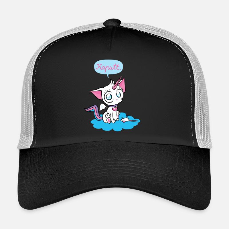 Unicornkitty - Einhorn Katze - Trucker Cap - Schwarz/Steingrau