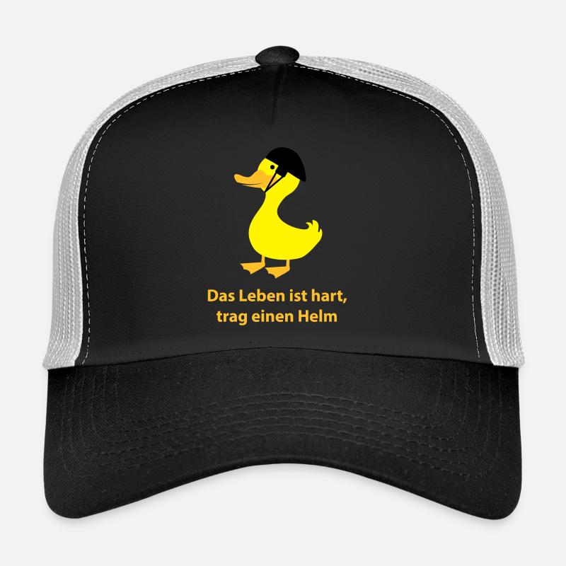 Ente mit Helm - Trucker Cap - Schwarz/Steingrau