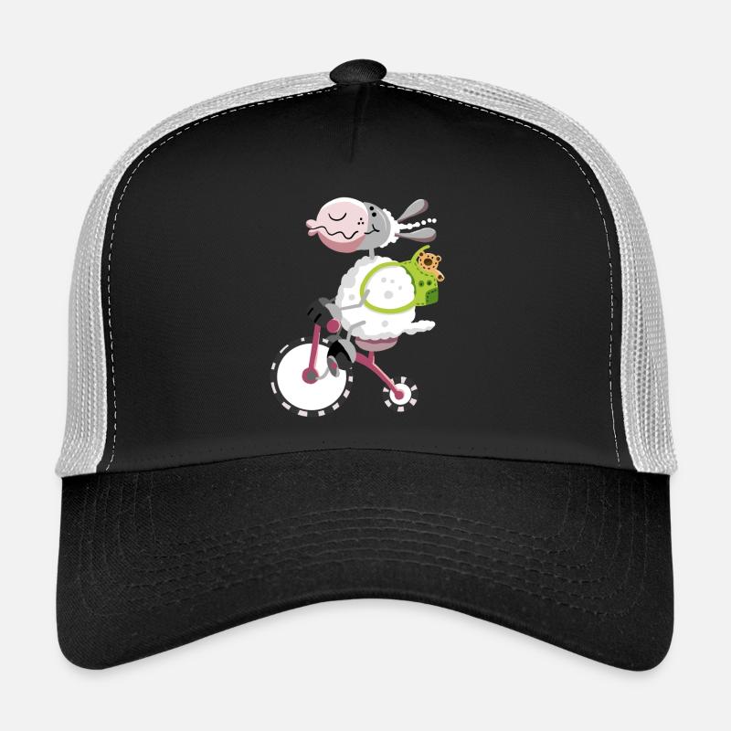 Cute sheep with bike Trucker Cap
