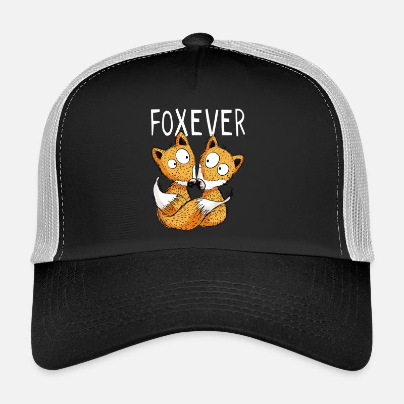 Foxever - Forever - Fuchs - Partnerschaft - Paar - Trucker Cap - Schwarz/Steingrau