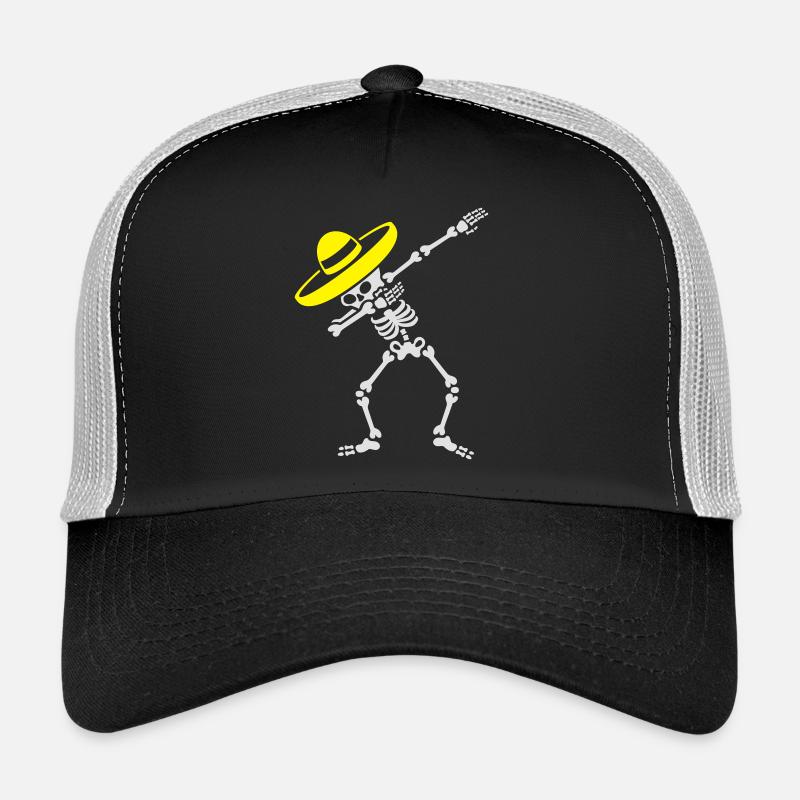 Dab Dabbing skeleton Sombrero Día de Muertos - Trucker Cap - Schwarz/Steingrau