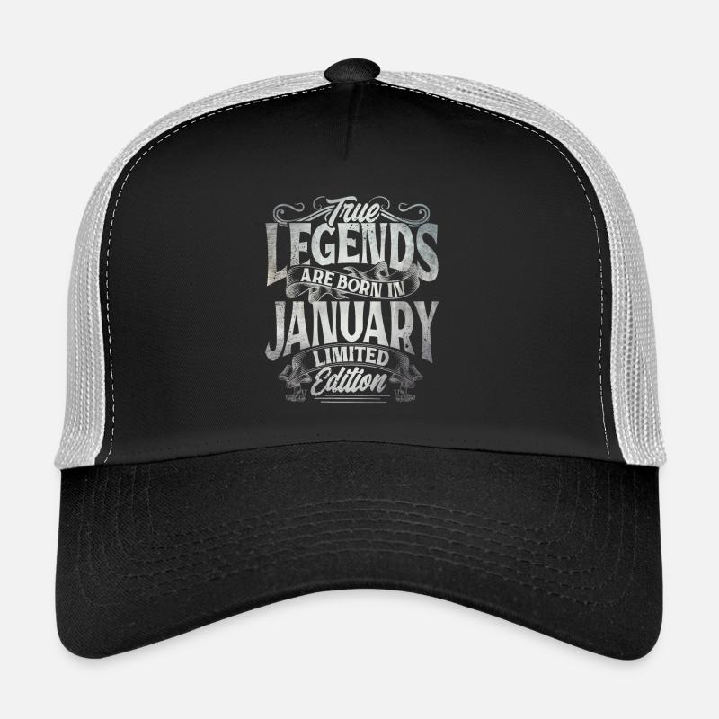 True Legends Are Born In January - Trucker Cap - Schwarz/Steingrau