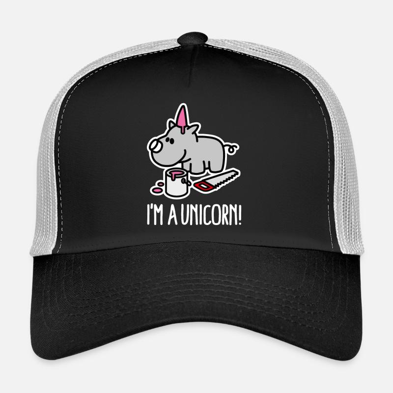 Ich bin ein Einhorn Nashorn lustige mollig BBW Plus Größe - Trucker Cap - Schwarz/Steingrau