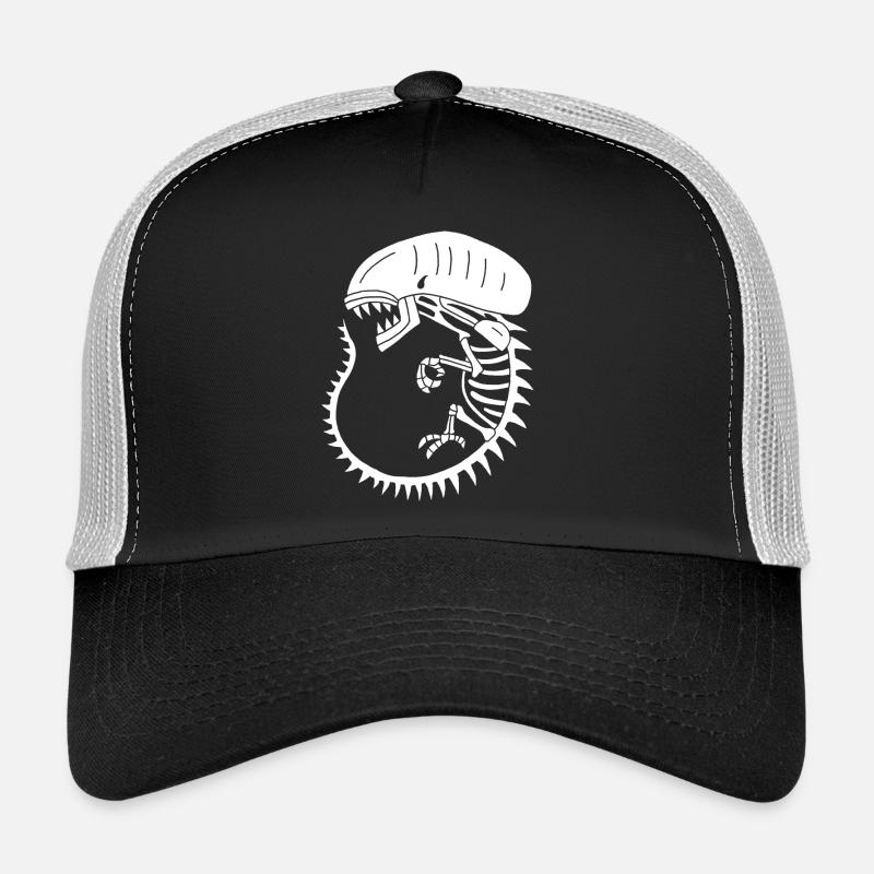 Squelette de monstre extraterrestre blanc - Casquette trucker  - noir/gris pierre