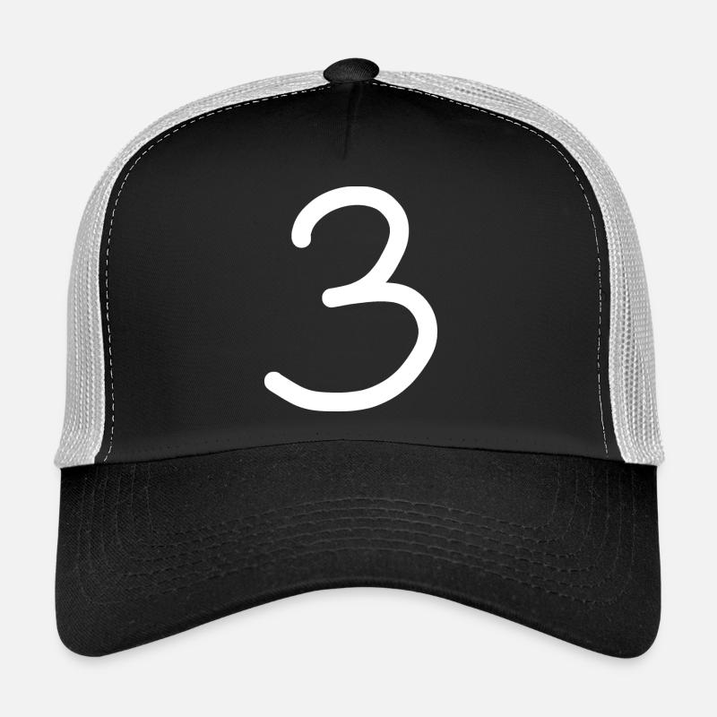 3 Number three number white Birthday Trucker Cap