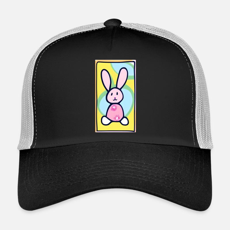 Pastel Bunny Easter Bunny on Yellow Background - Trucker Cap - black/stone grey