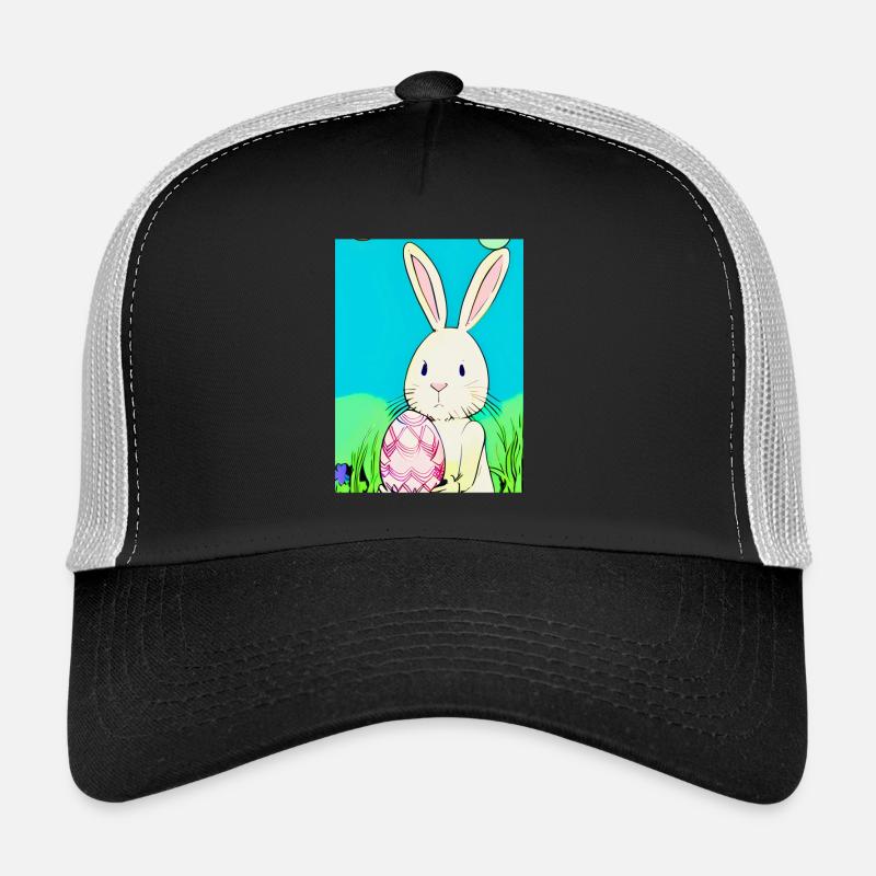 Neon Easter Bunny with Easter Egg in the Grass Trucker Cap