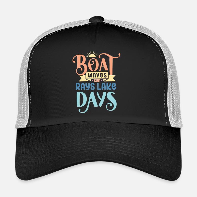 Boat Waves Sun Rays Lake Days Trucker Cap