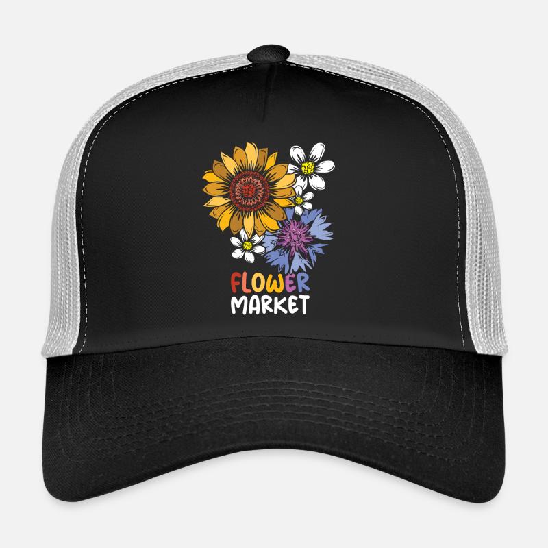 Marché aux fleurs Fleurs Collage couleurs colorées icône Casquette trucker 