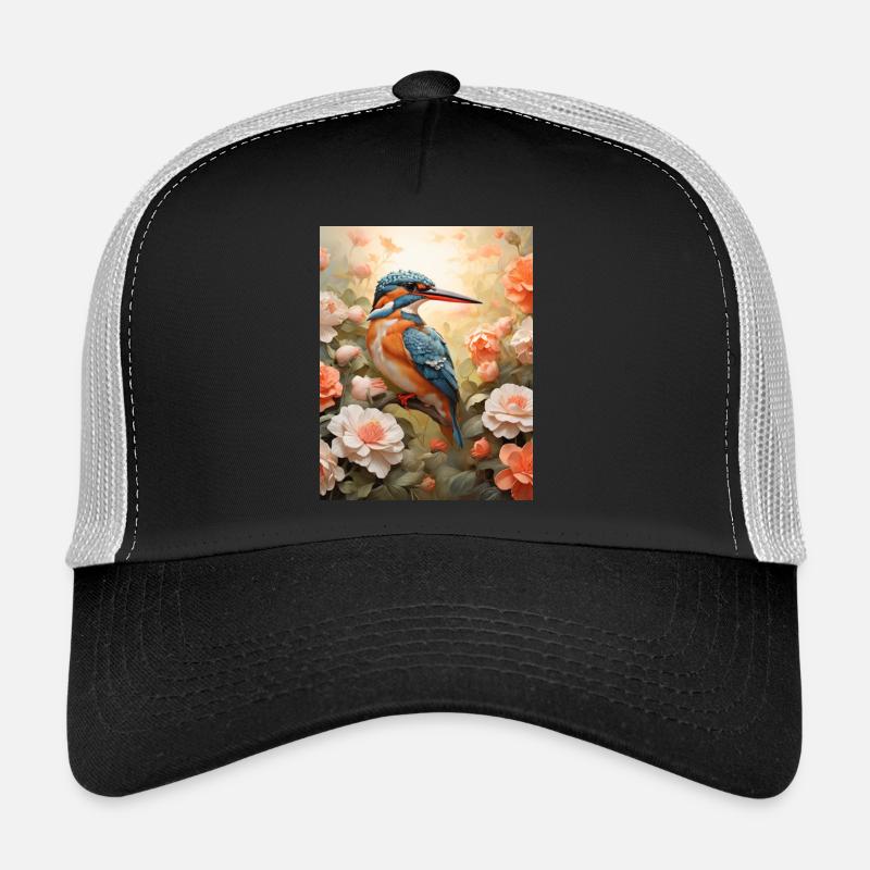 Eisvogel im Blütenmeer - Trucker Cap - Schwarz/Steingrau