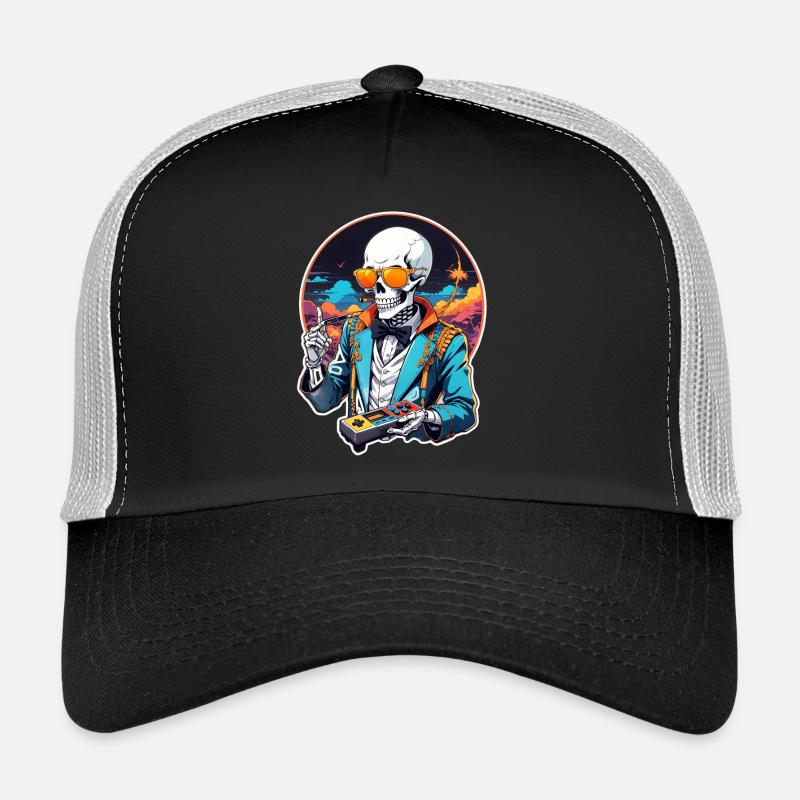 Retro Gamer Skelett mit Controller Konsolenspiele Trucker Cap
