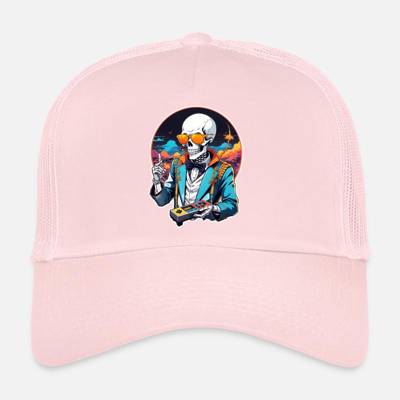 Retro Gamer Skelett mit Controller Konsolenspiele Trucker Cap