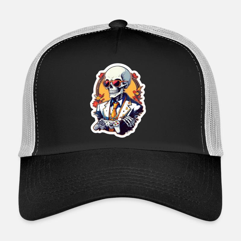 Retro Gamer Skelett mit Controller Konsolenspiele Trucker Cap