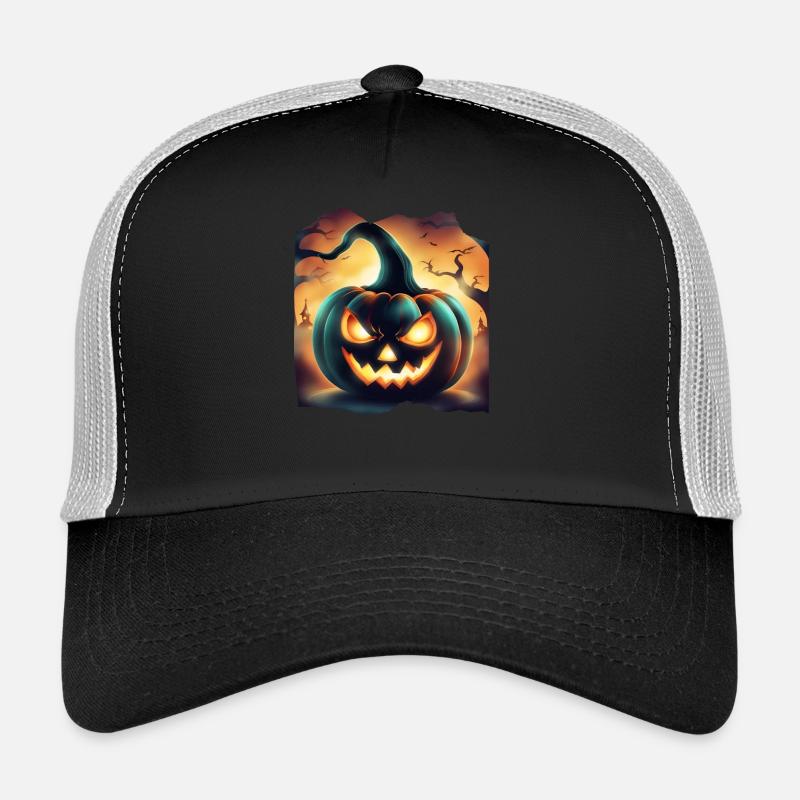 Spooky Halloween Pumpkin Trucker Cap