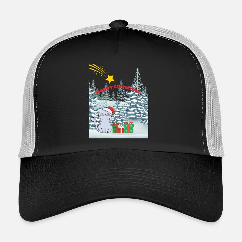 Cat in romantic Christmas landscape - Trucker Cap - black/stone grey