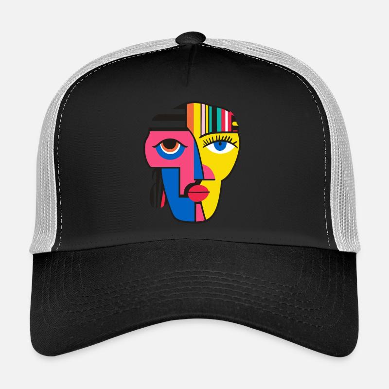 Mutiges und farbenfrohes abstraktes Gesichtskunstdesign Trucker Cap