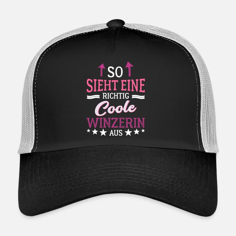 So sieht eine coole Winzerin aus Kellerei Wein Trucker Cap