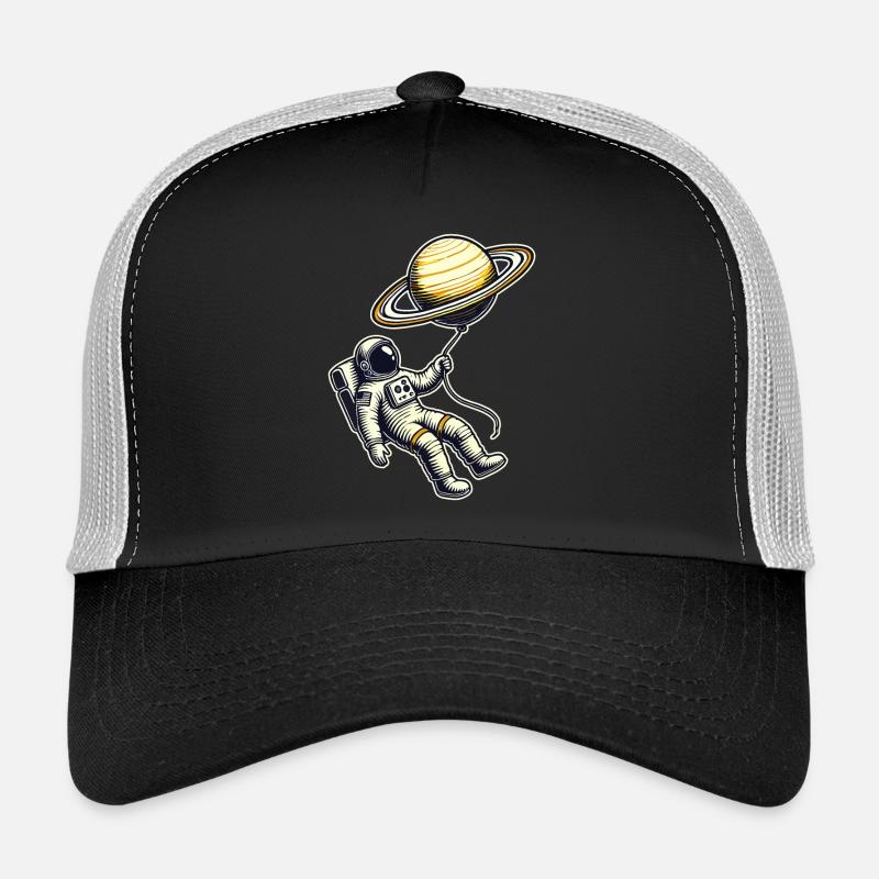 Floating with Saturn – Astronaut Balloon Design Trucker Cap