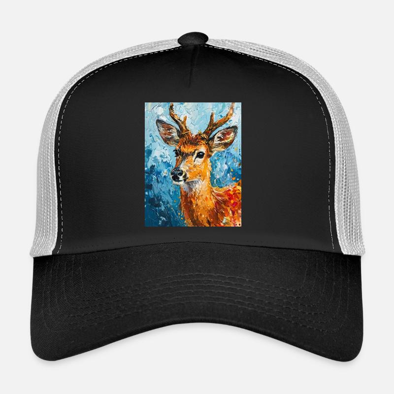 Image de cerf - Casquette trucker  - noir/gris pierre