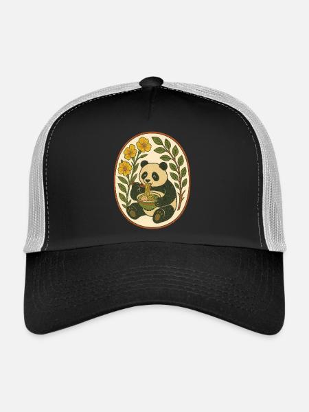Ramen Panda - Trucker Cap - black/stone grey - Front