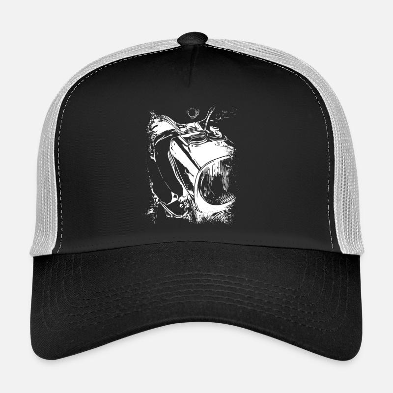 Two-stroke legend black and white Trucker Cap