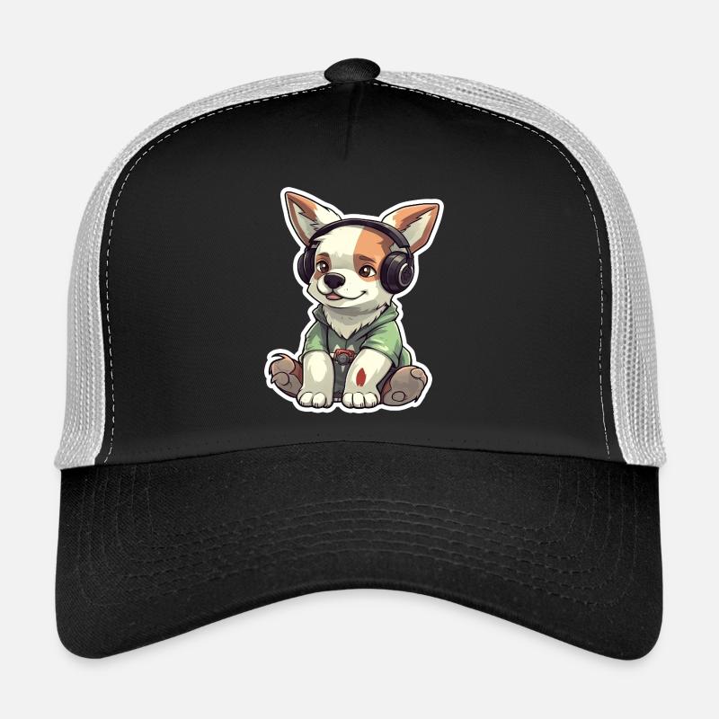 A cute dog playing video games Trucker Cap