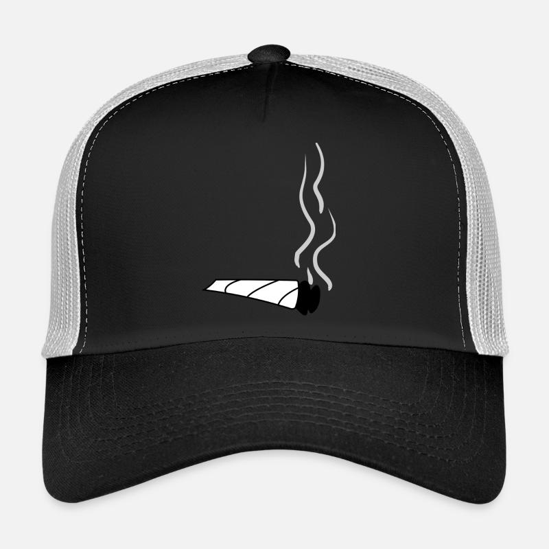 Joint blanc avec de la fumée – symbole de la marijuana Casquette trucker 