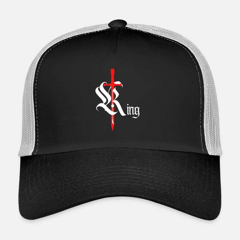 Roi gothique Design avec épée texte blanc - Casquette trucker  - noir/gris pierre