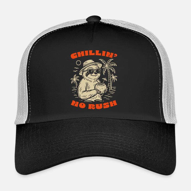 Chillin' Sloth Summer Vibe- No Rush Just Relax Trucker Cap