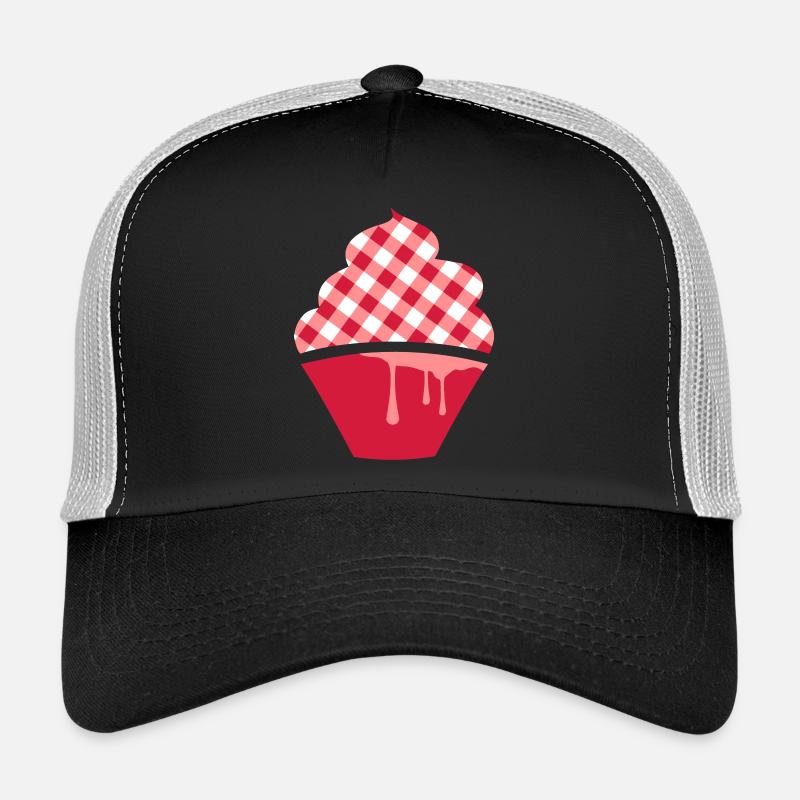 Stylized cupcake with check topping Trucker Cap