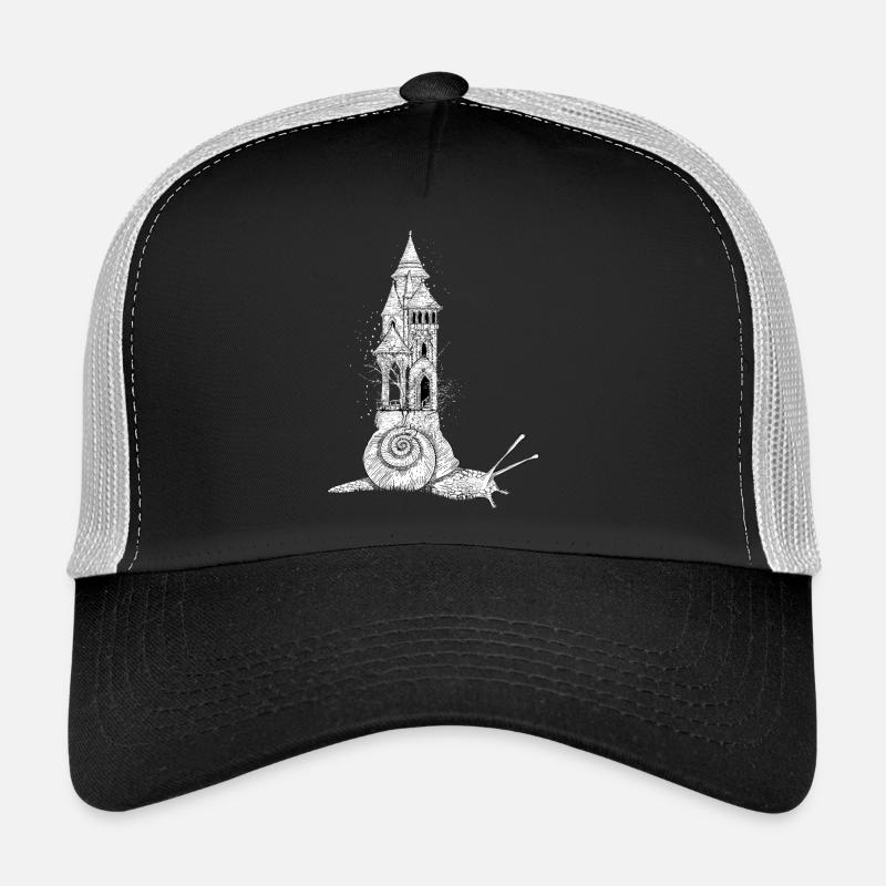 Snail with a fairytale ivory tower Trucker Cap