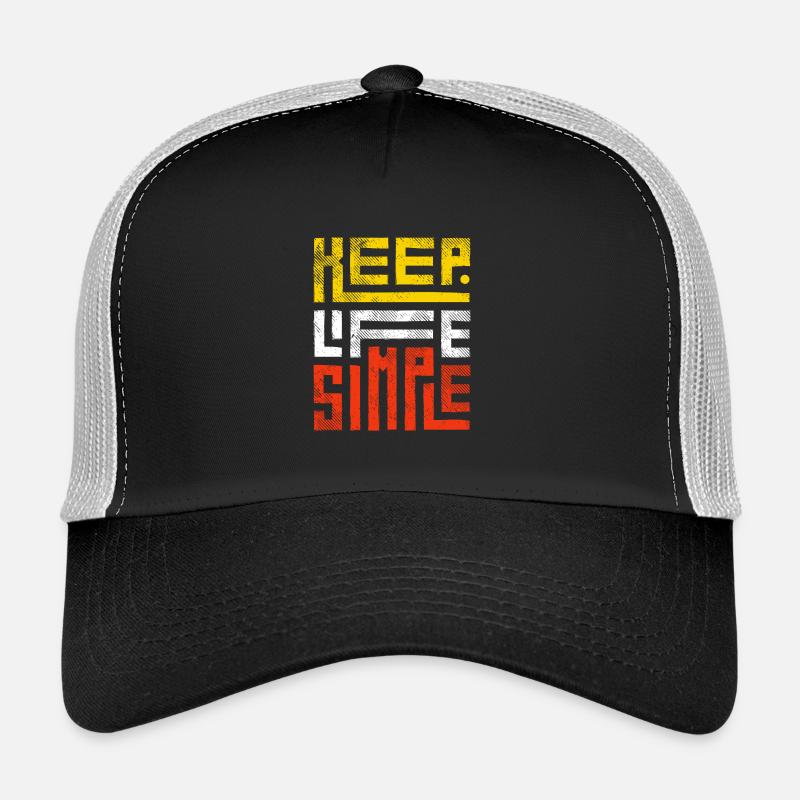 Message Positivité: Rester Simple - Casquette trucker - noir/gris pierre