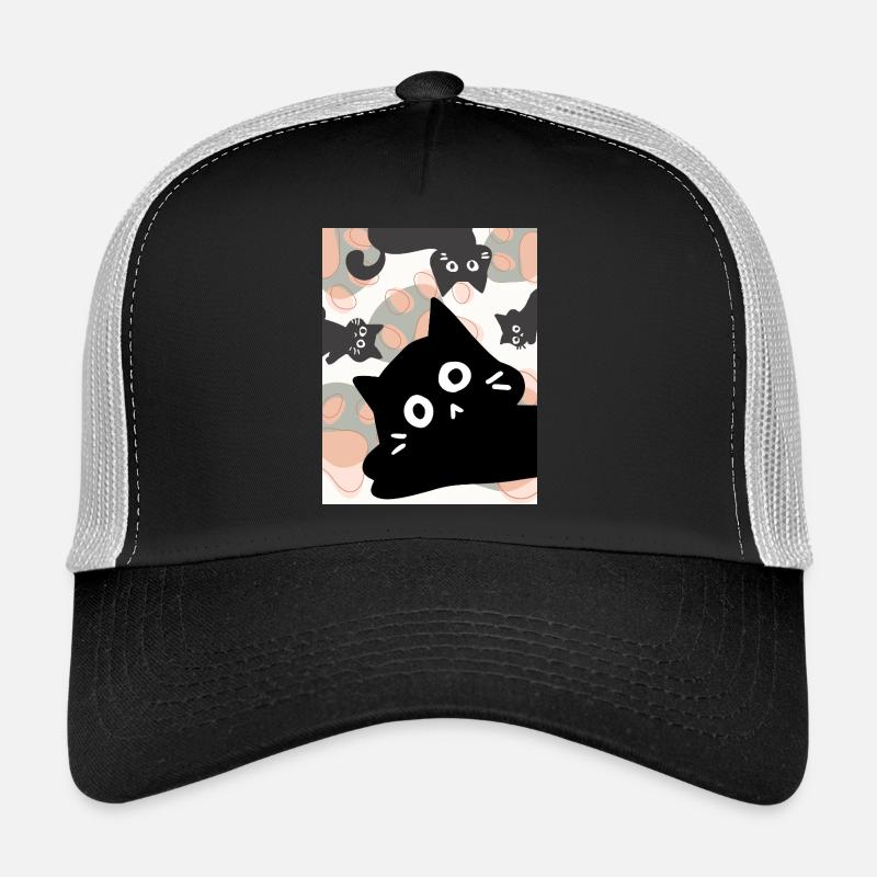 Fröhliche süße Katzen Katzen lustig - Trucker Cap - Schwarz/Steingrau
