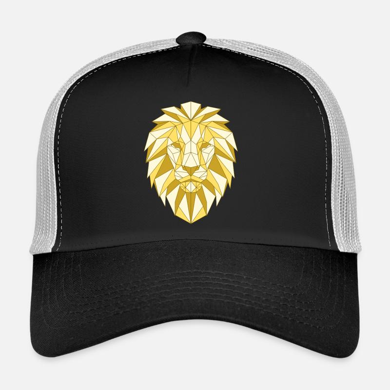 Geometric lion head in gold tones - Trucker Cap - black/stone grey
