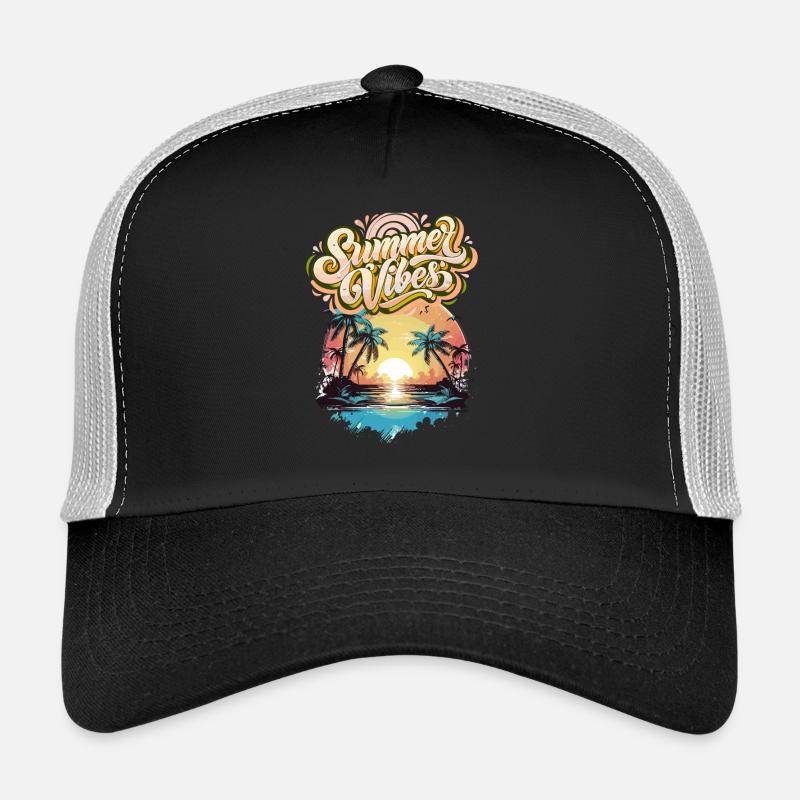 Summer Mood Palm Trees Sunset Trucker Cap