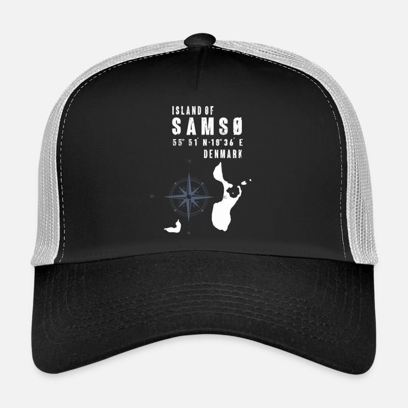 Samsø Samsoe Island Outline Compass - Trucker Cap - black/stone grey